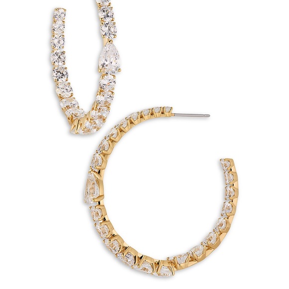 Nardi Halle Cubic Zirconia C Hoop Earrings - Picture 3 of 7